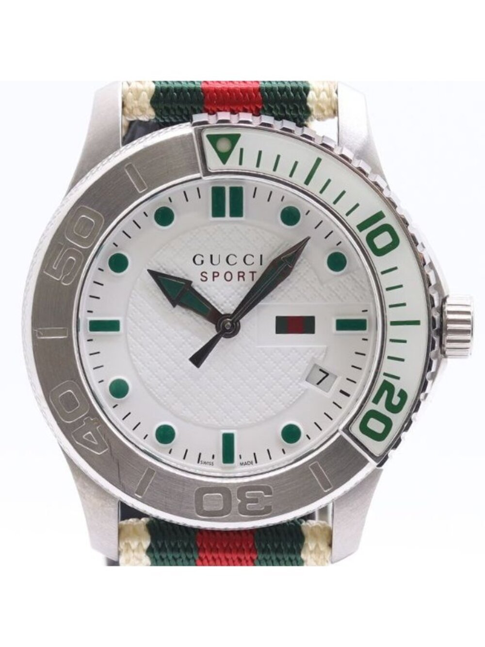 Gucci G-Timeless Sports 126.2 Date White Dial Watch